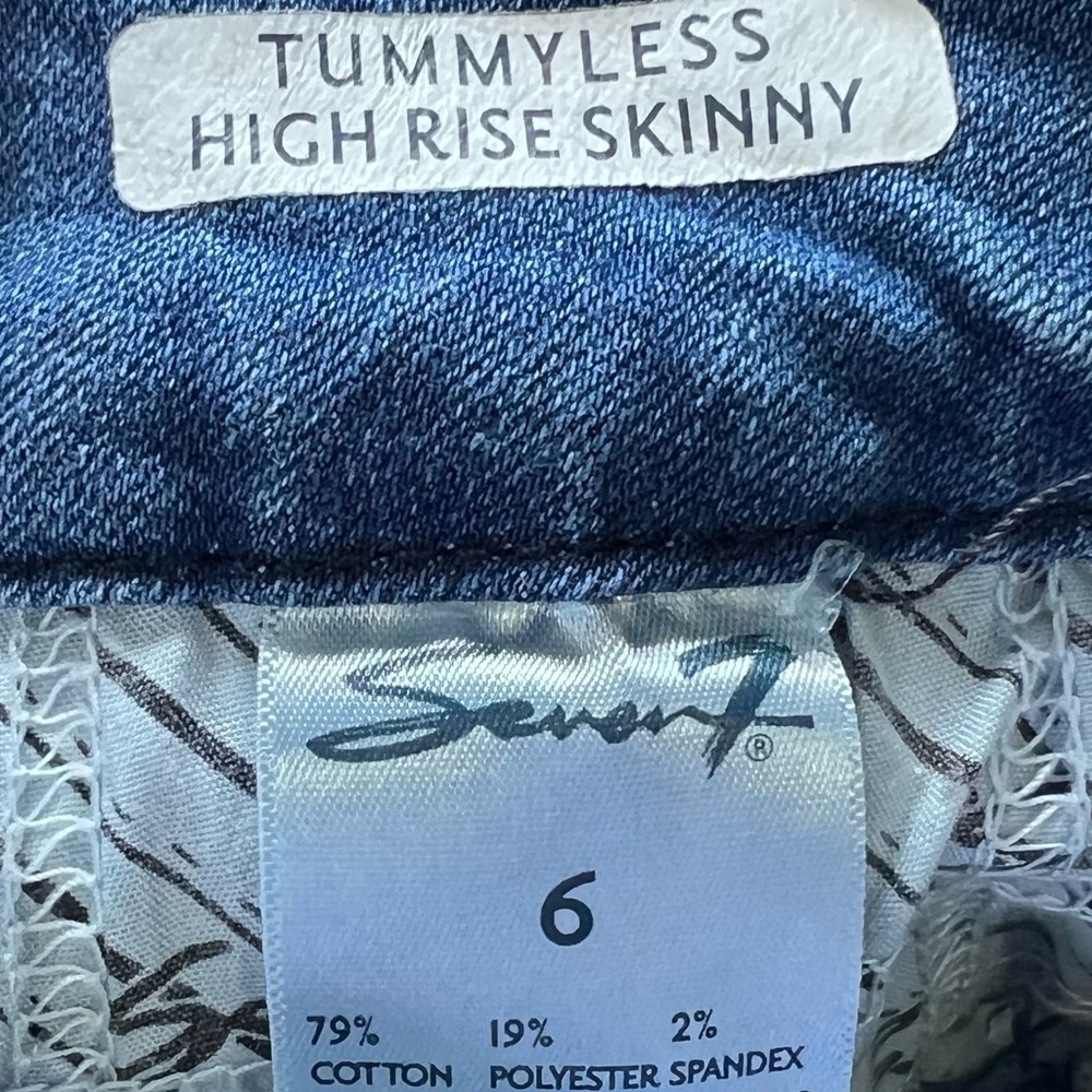Seven7 Blue tummy less high rise Skinny Distressed Jeans 6 - Picture 7 of 7